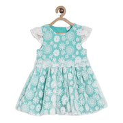 Pack of 1 dress - turquoise blue & white for 3-6 Months