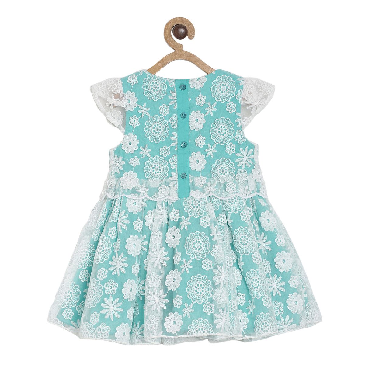 Pack of 1 dress - turquoise blue & white for 3-6 Months