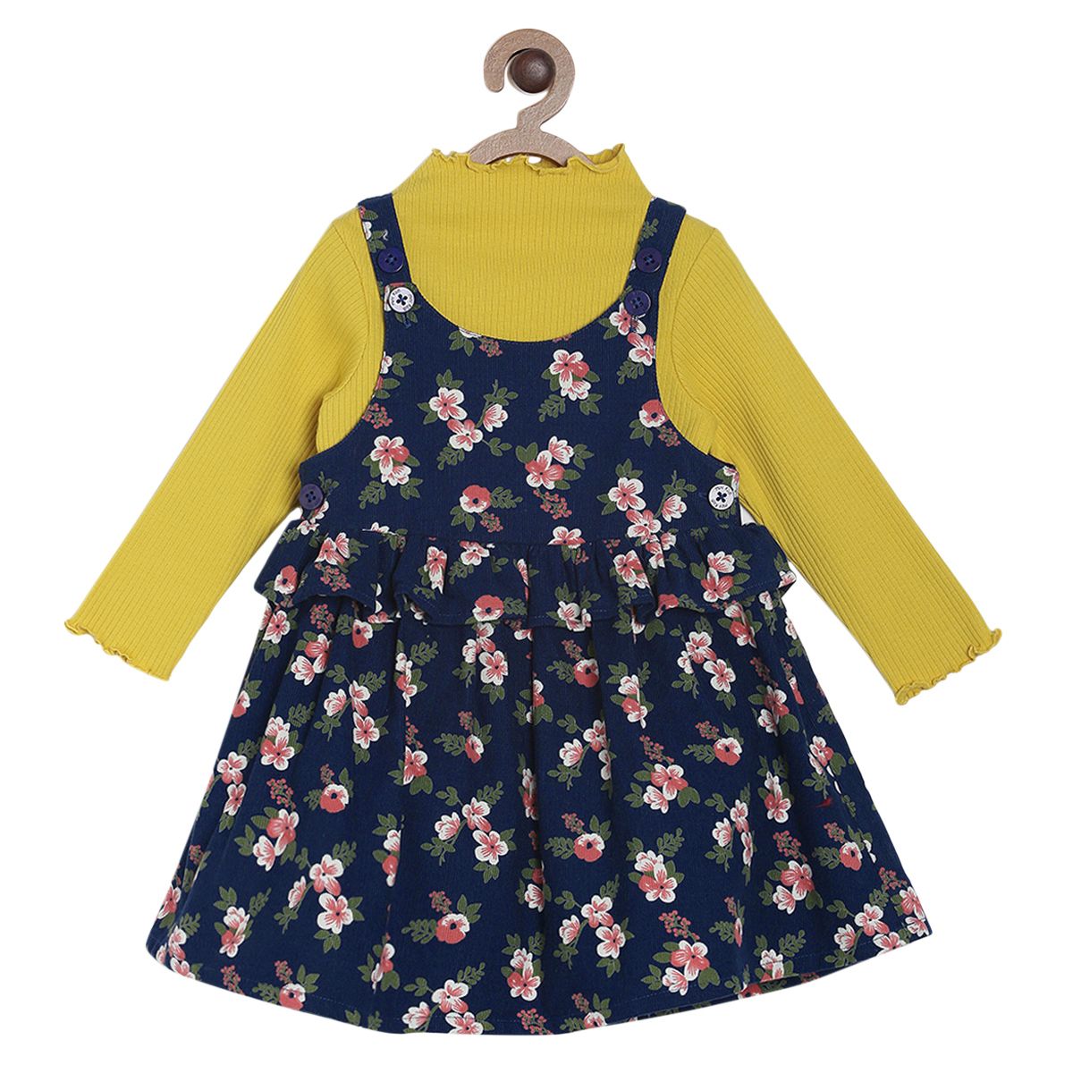 Pack of 2 pinny set - olive green & navy blue for 3-6 Months