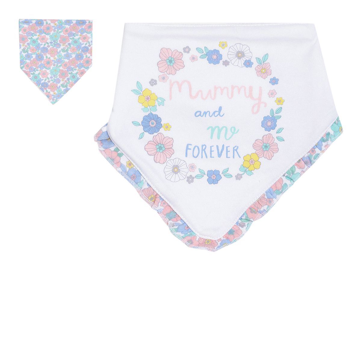 Baby Girls White Floral Print Cotton Bandana Feeding Bib