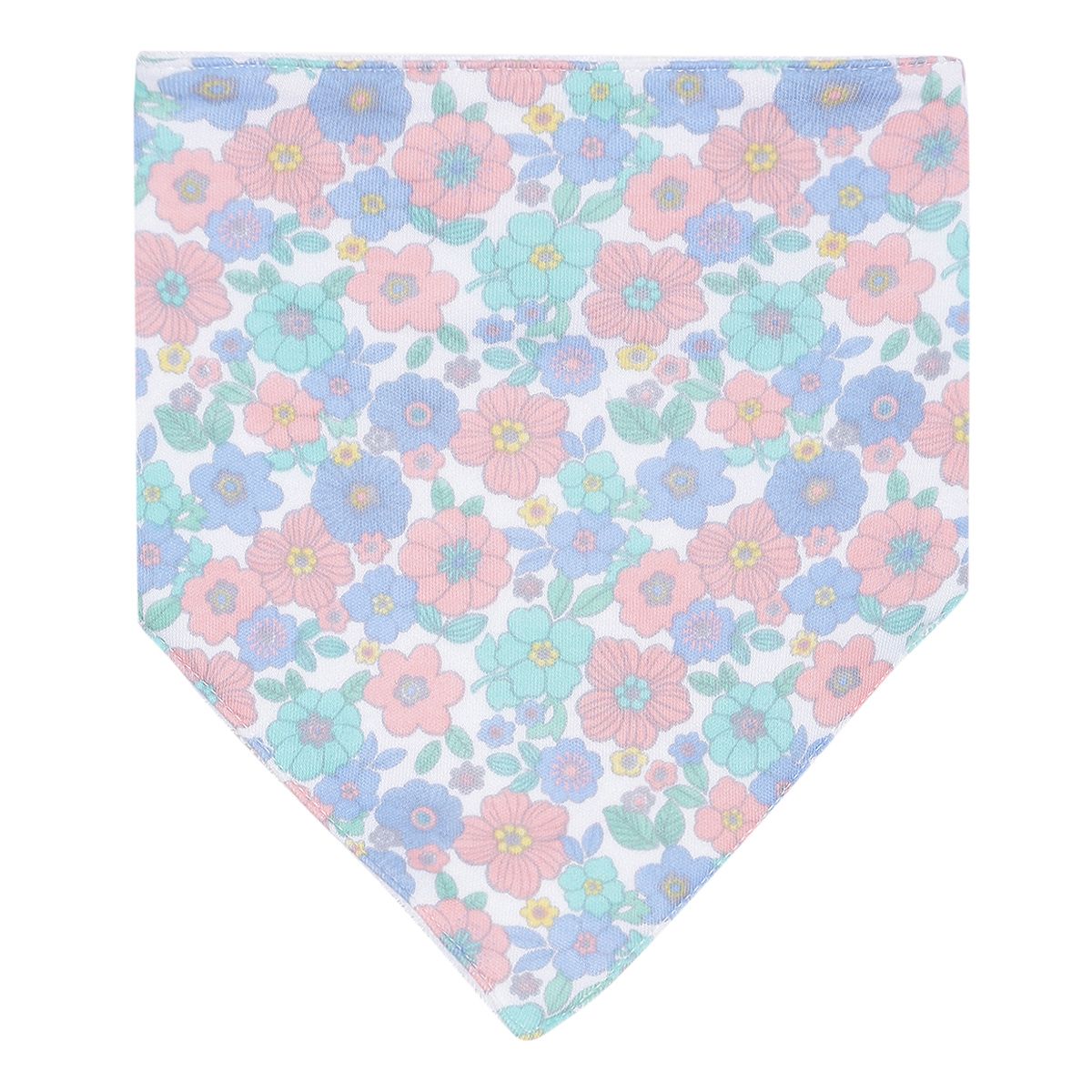 Baby Girls White Floral Print Cotton Bandana Feeding Bib