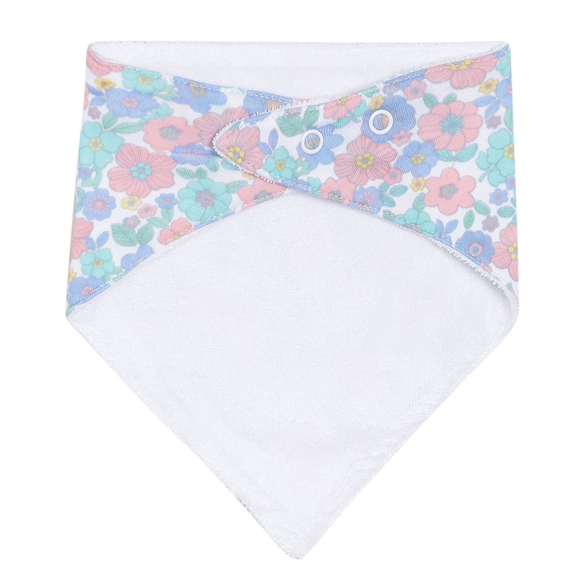 Baby Girls White Floral Print Cotton Bandana Feeding Bib