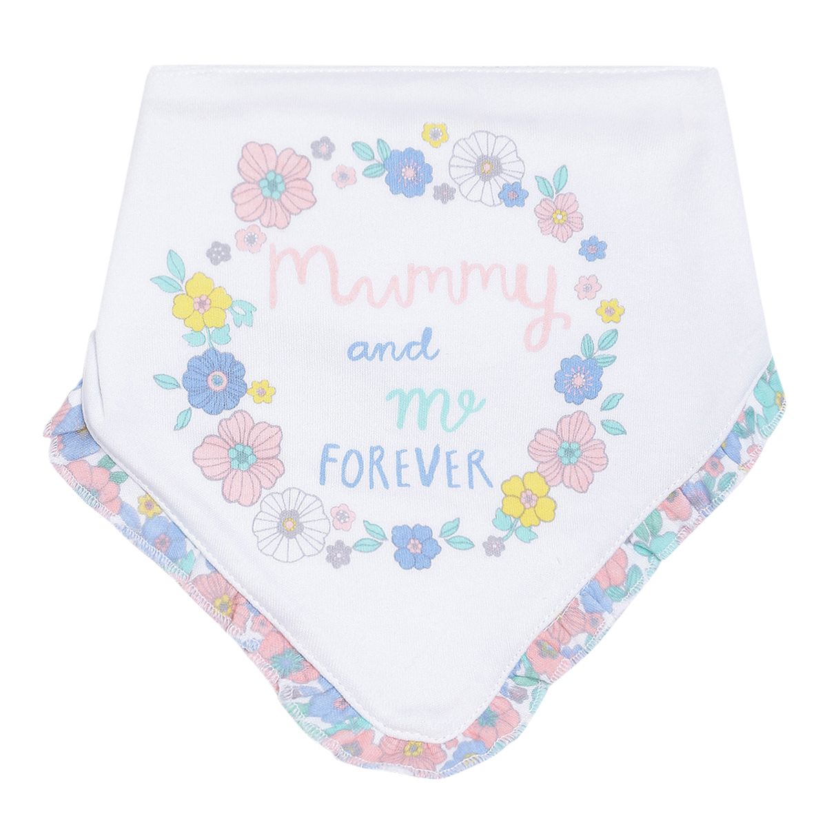 Baby Girls White Floral Print Cotton Bandana Feeding Bib