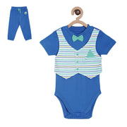 Pack of 2 bodysuit+knit bottom set - blue for New Born