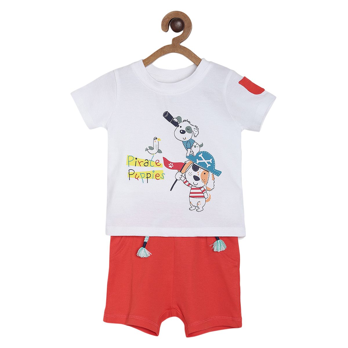 Pack of 2 t- shirt & shorts set - white & red for 0-3 Months