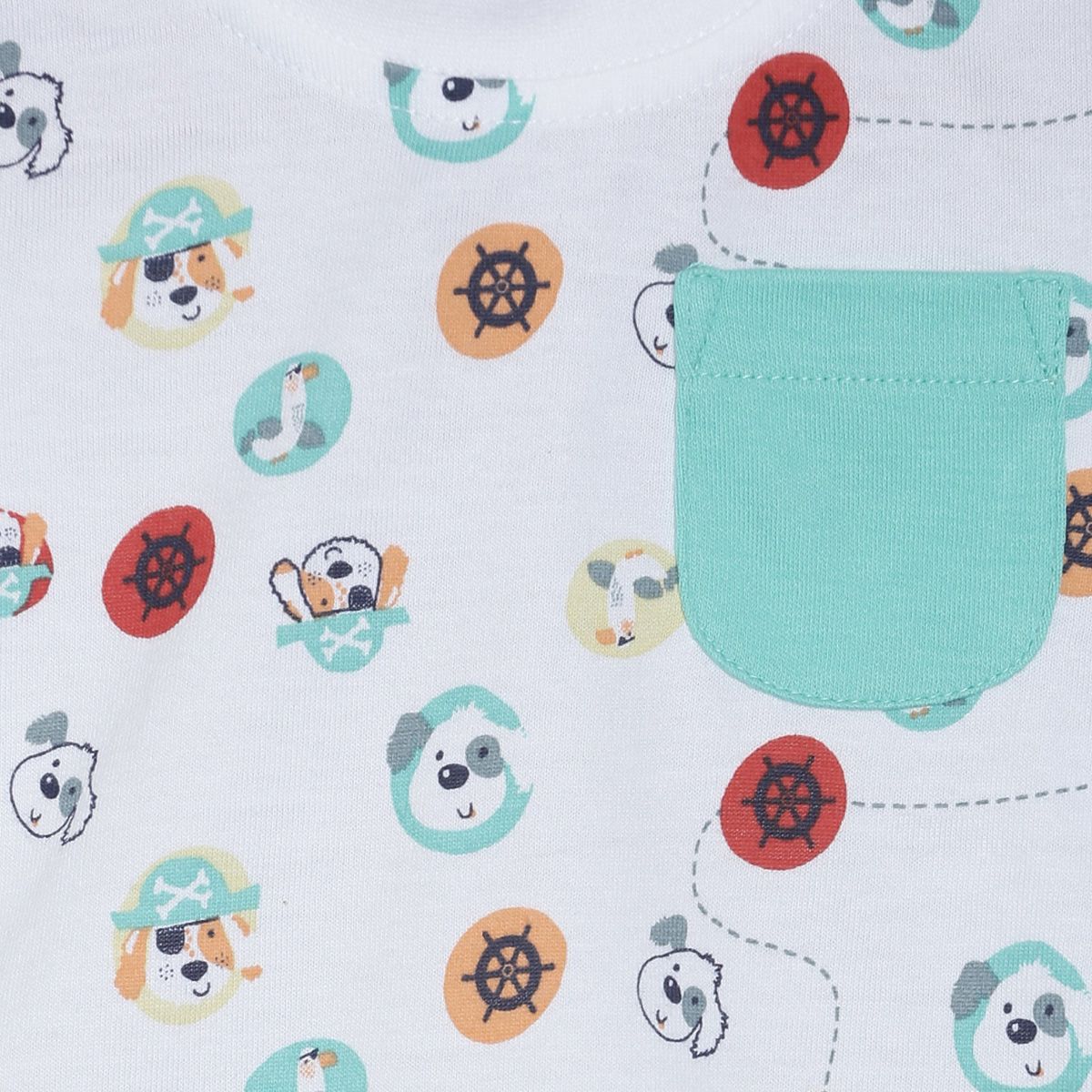 Pack of 2 t- shirt & shorts set - white & turquoise blue for 0-3 Months