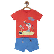 Pack of 2 t- shirt & shorts set - red & blue for 0-3 Months