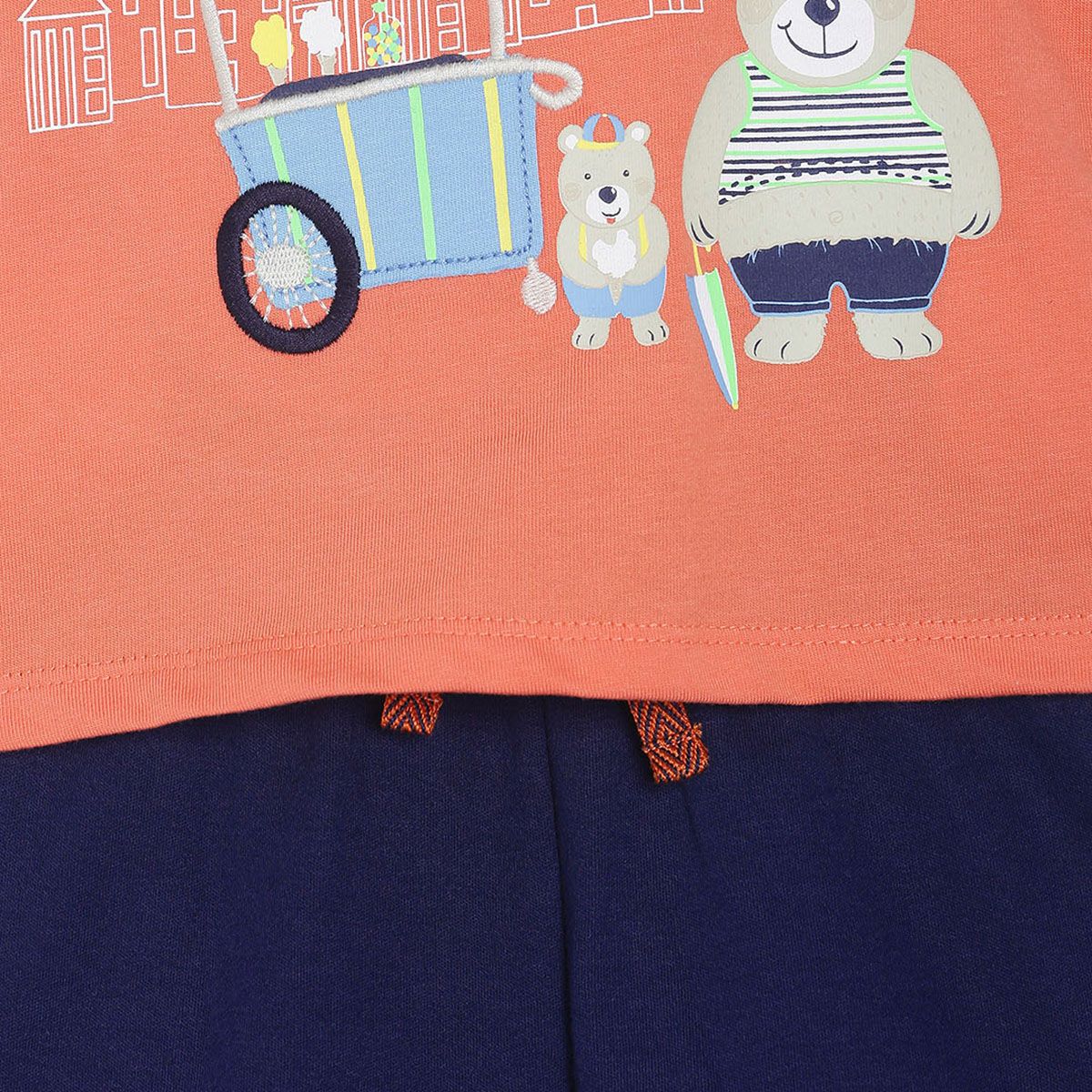 Pack of 2 t-shirt & bottom set - coral red & navy blue for 0-3 Months