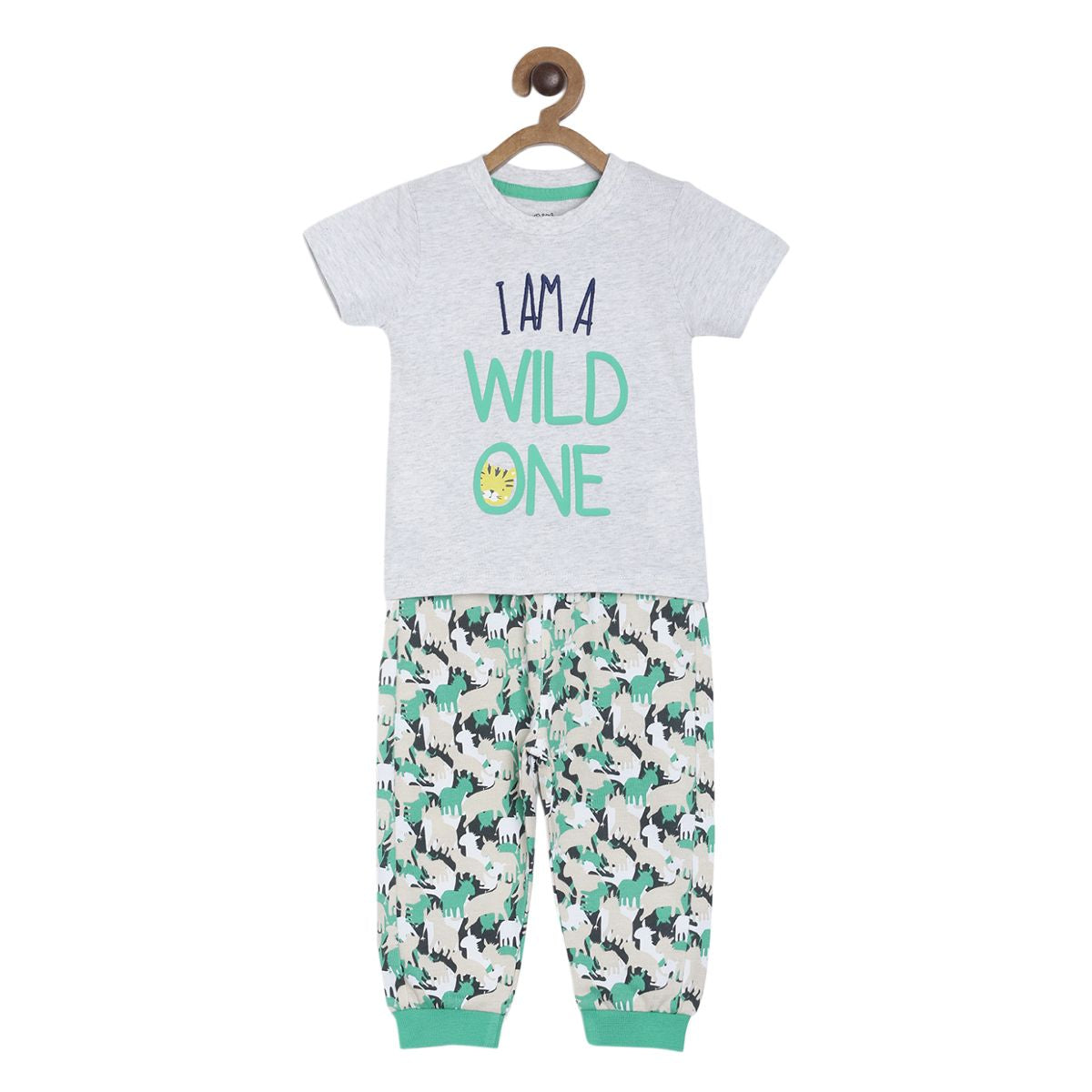 Pack of 2 t-shirt and knit bottom set - white & light blue for 0-3 Months