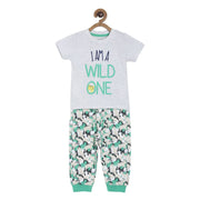 Pack of 2 t-shirt and knit bottom set - white & light blue for 0-3 Months