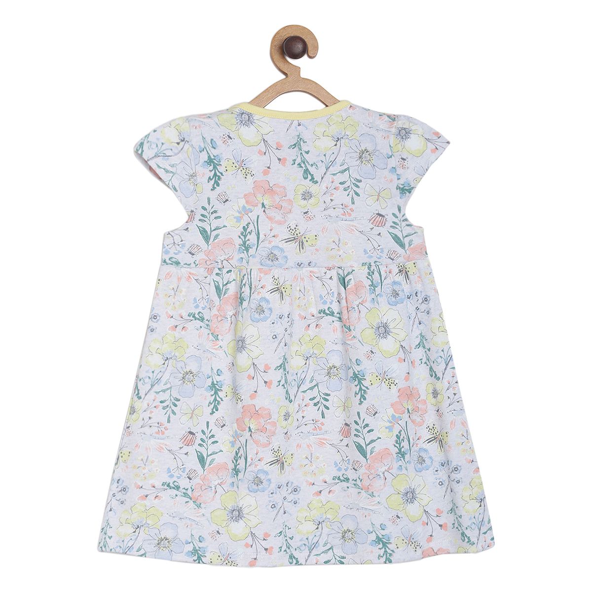 Pack of 1 knit dress - white & light blue for 0-3 Months
