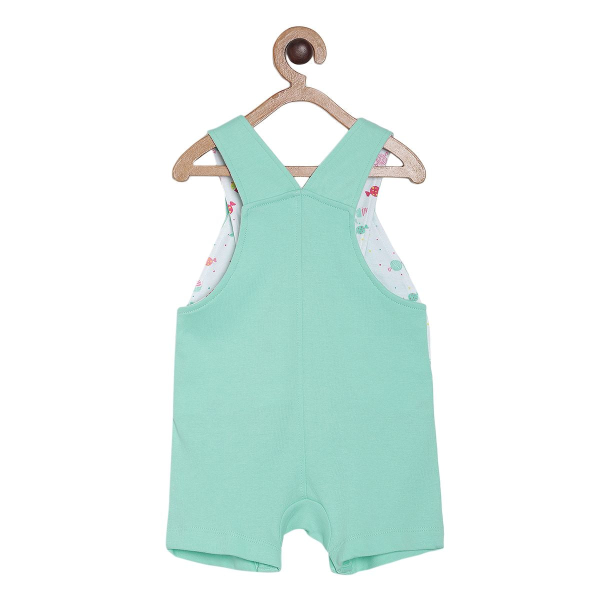 Pack of 2 dungaree set - white & turquoise green for 3-6 Months