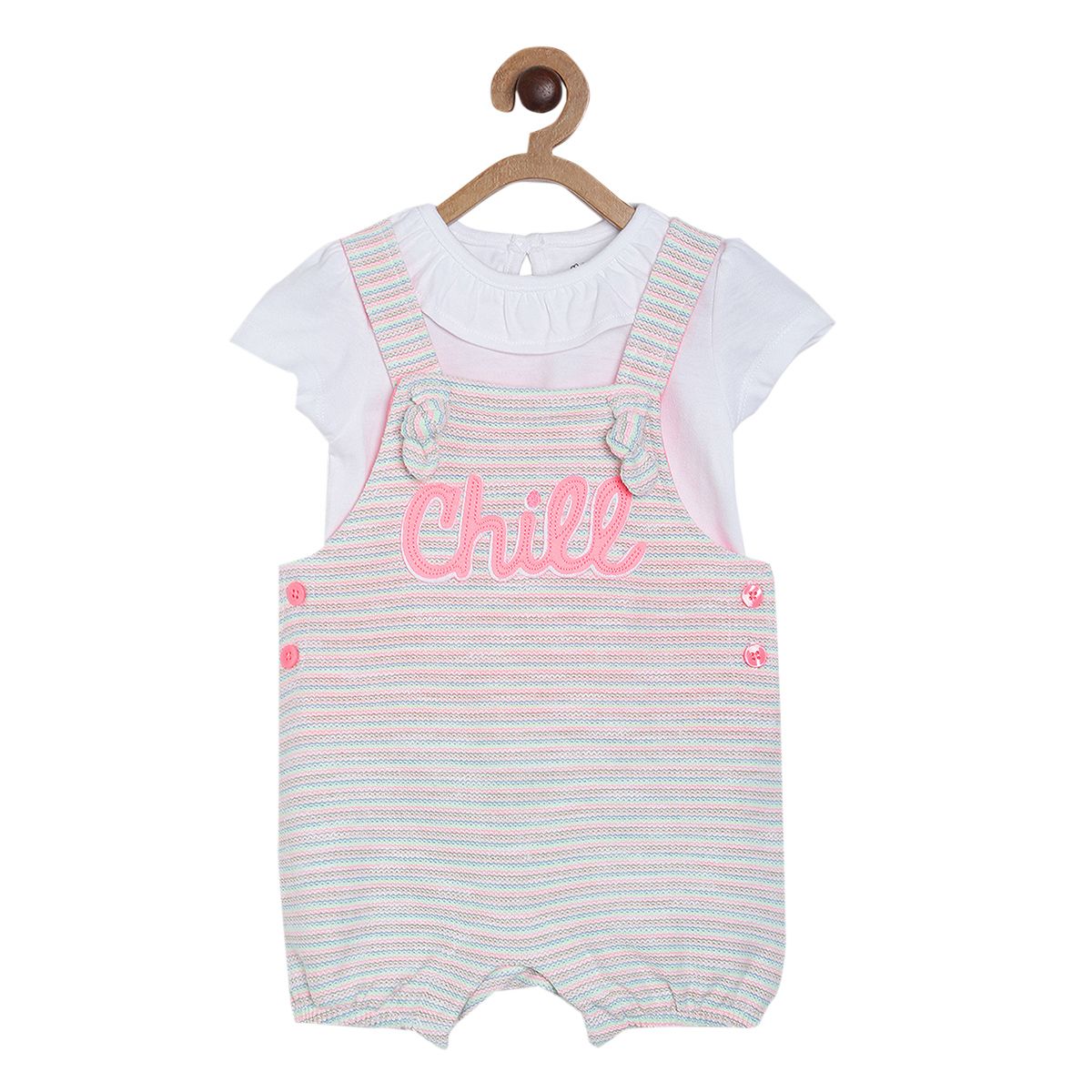Pack of 2 dungaree set - white for 3-6 Months