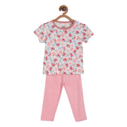 Pack of 2 knit top and knit bottom - white & baby pink for 0-3 Months