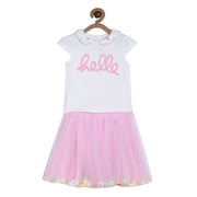 Pack of 2 top & skirt  set - white & lavender for 0-3 Months