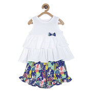 Pack of 3 top & shorts set - white & blue for 0-3 Months