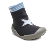 Baby Boys Grey and Blue Knit Star Sock Shoes Pack of 1 Pair Flexible Anti-Slip First Walker Footwear