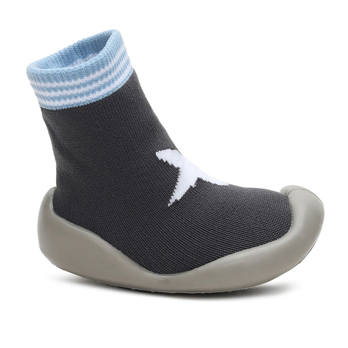 Baby Boys Grey and Blue Knit Star Sock Shoes Pack of 1 Pair Flexible Anti-Slip First Walker Footwear
