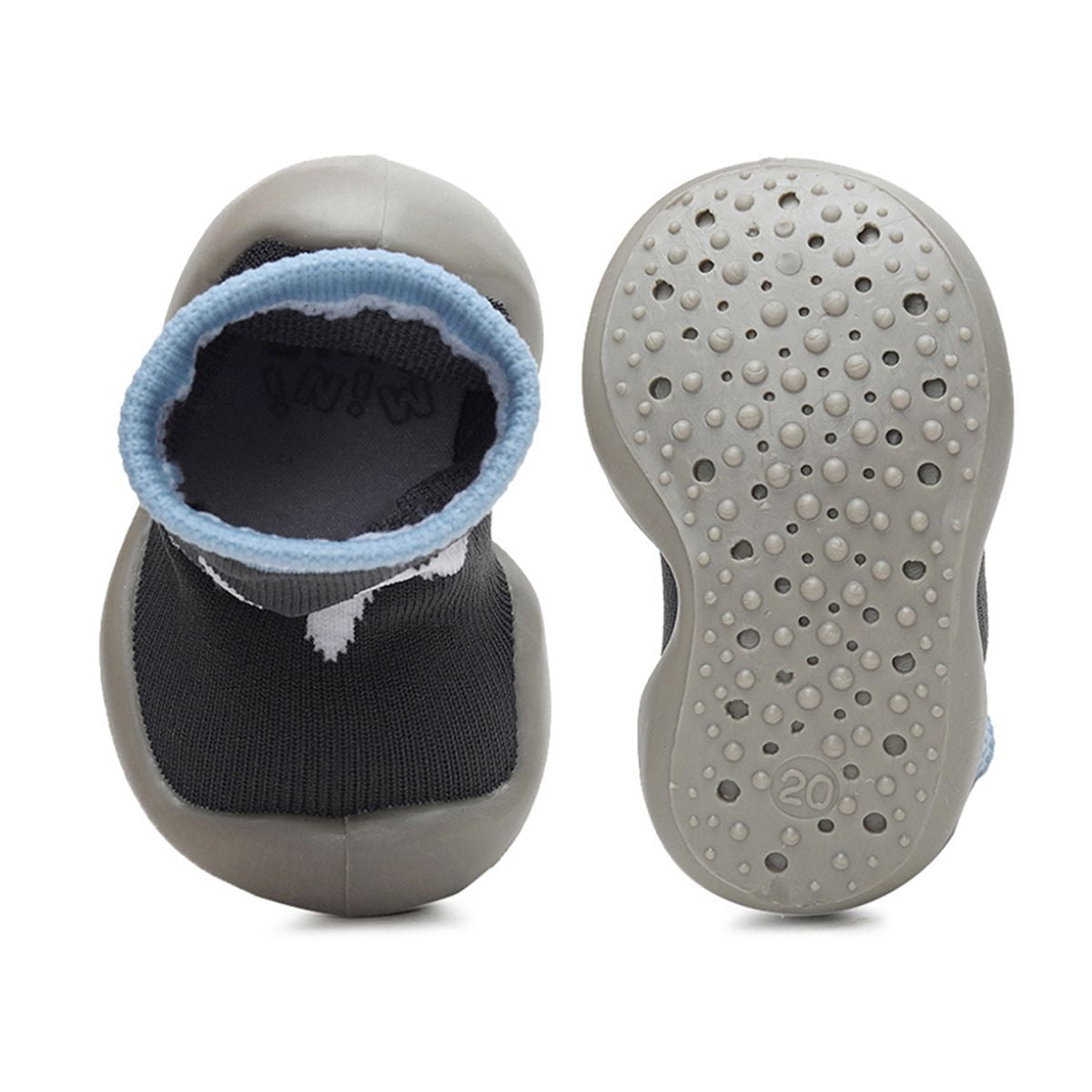 Baby Boys Grey and Blue Knit Star Sock Shoes Pack of 1 Pair Flexible Anti-Slip First Walker Footwear
