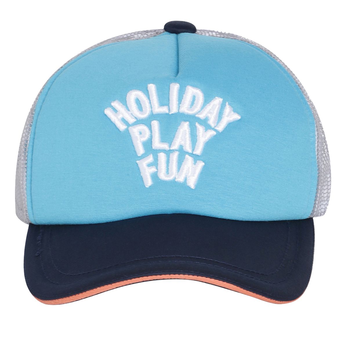 Baby Boys Blue and Navy Cotton Blend Holiday Play Fun Embroidered Trucker Cap Pack of 1 Casual Headwear
