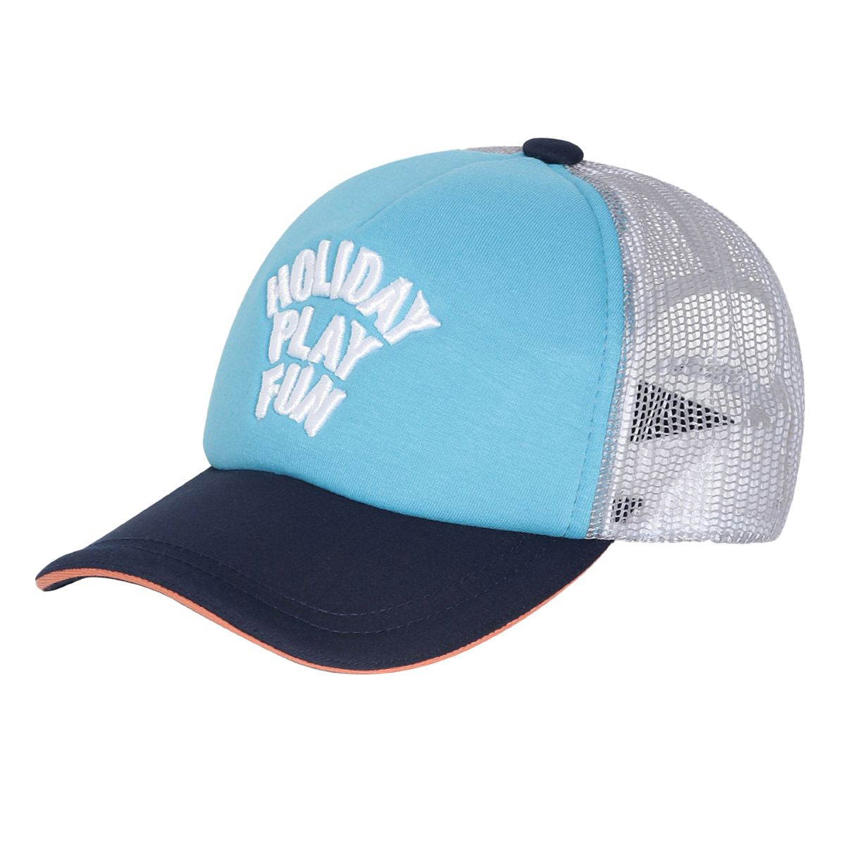 Baby Boys Blue and Navy Cotton Blend Holiday Play Fun Embroidered Trucker Cap Pack of 1 Casual Headwear
