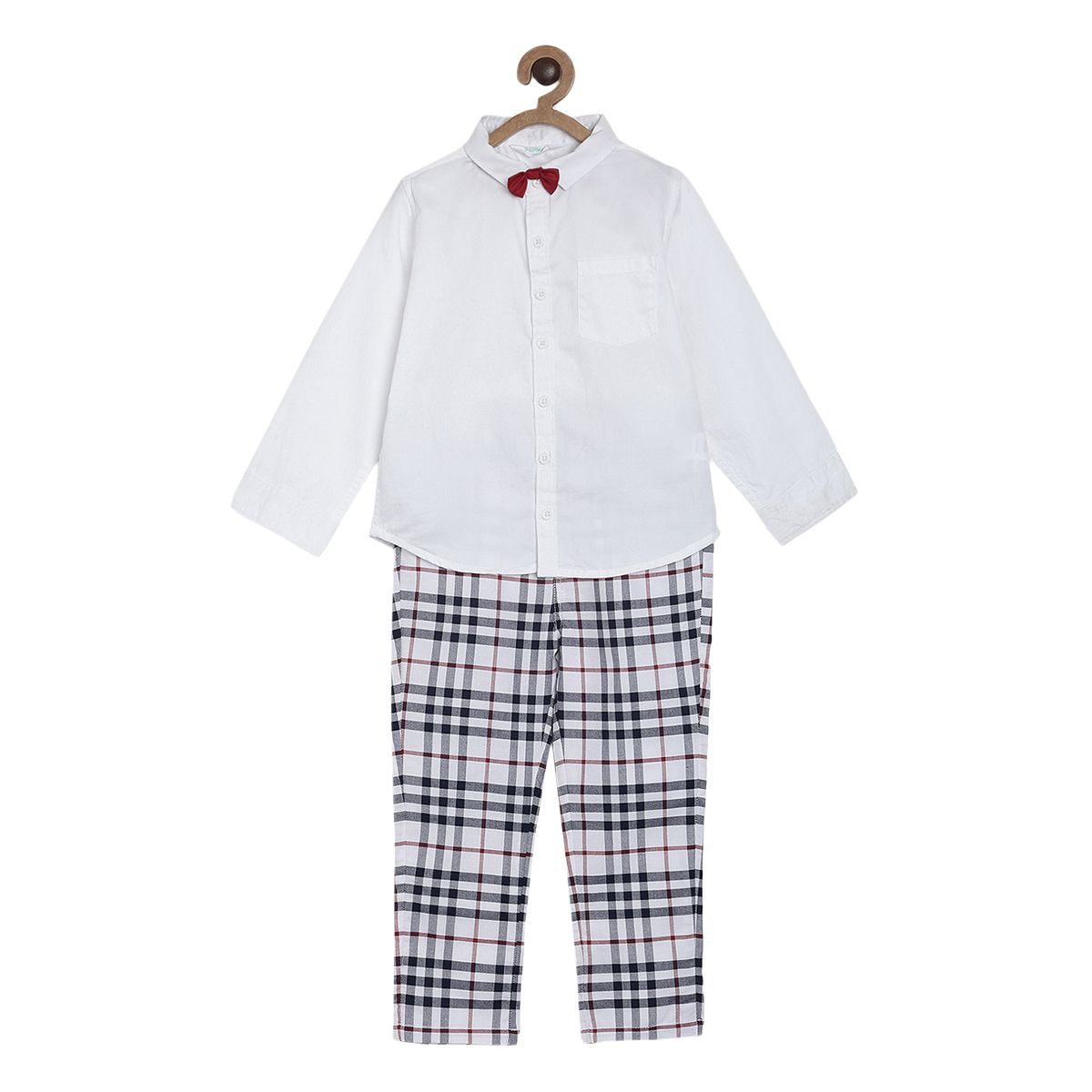 Pack of 2 shirt and woven pant - white & dark blue for 3-6 Months