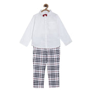 Pack of 2 shirt and woven pant - white & dark blue for 3-6 Months