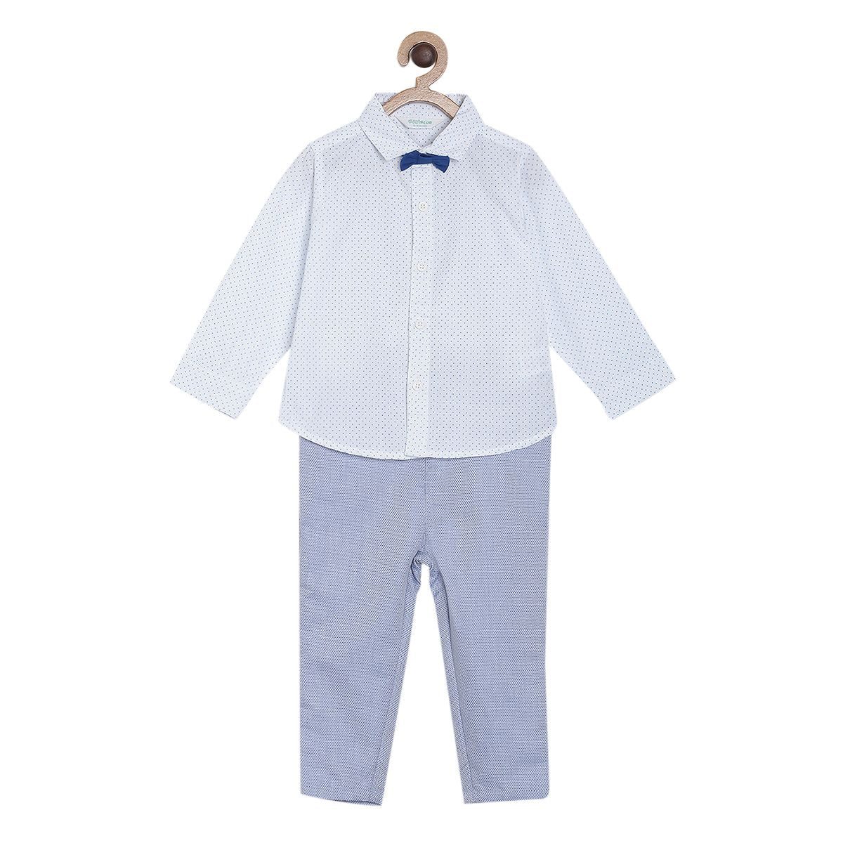 Pack of 3 woven shirt&woven trouser - white & blue for 3-6 Months