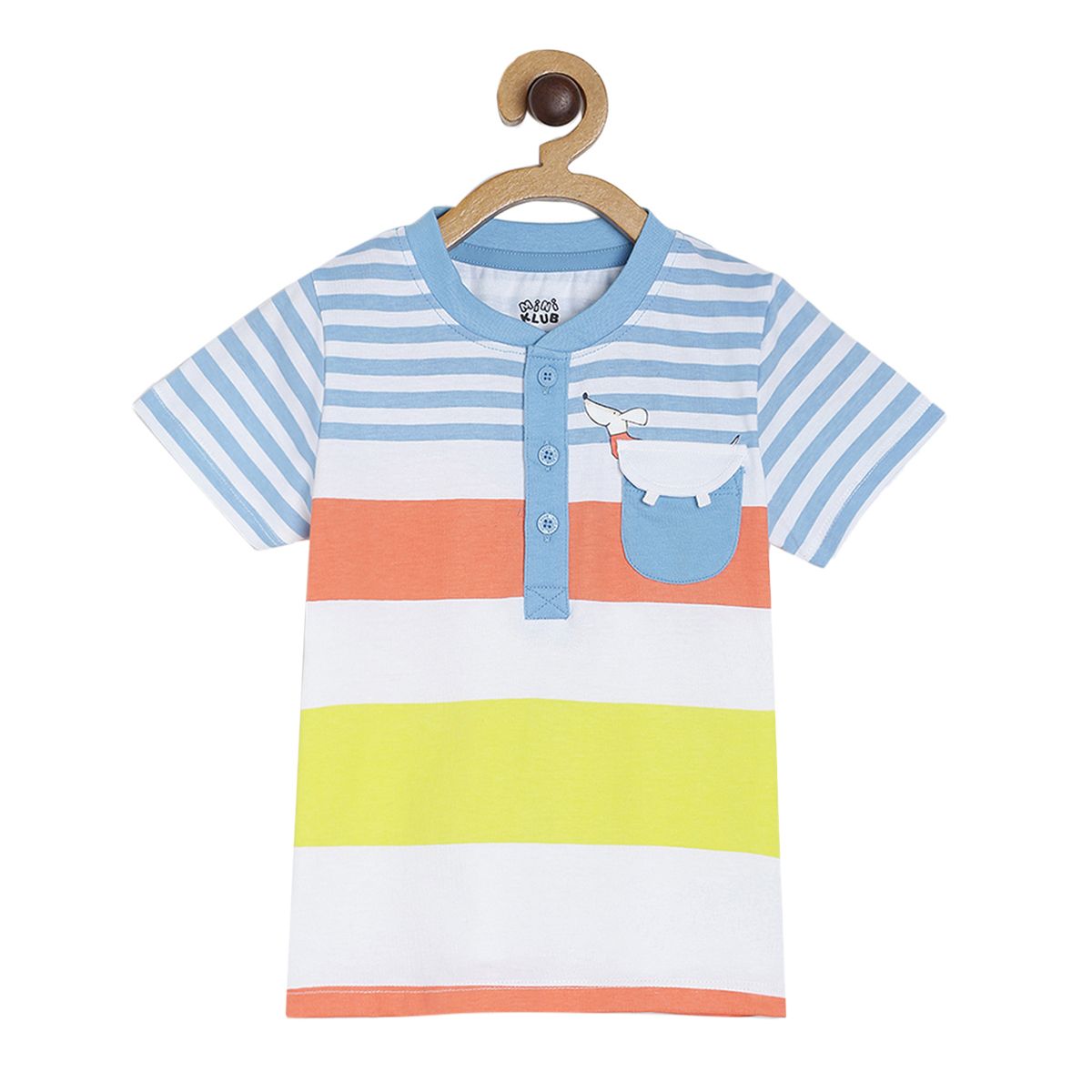 Pack of 1 t-shirt - white & sky blue for 3-6 Months
