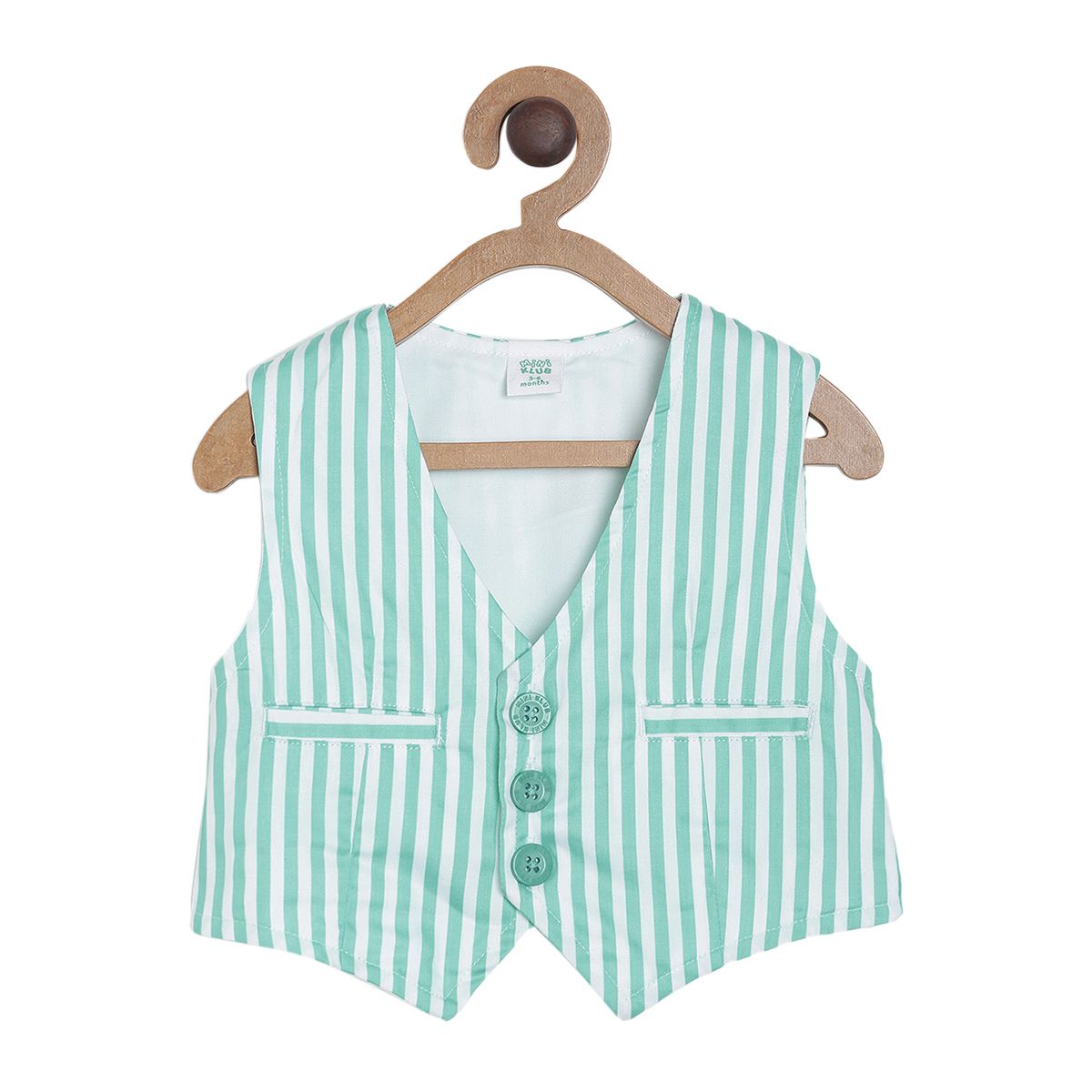 Pack of 1 woven waist coat - green for 3-6 Months