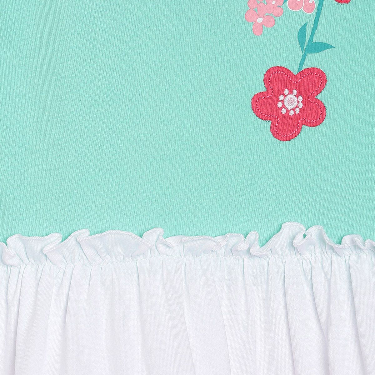 Pack of 1 dress - turquoise green & pink for 3-6 Months