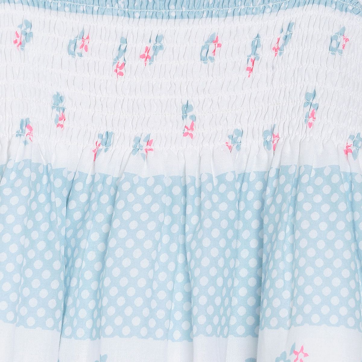 Pack of 1 woven dress - white & sky blue for 3-6 Months