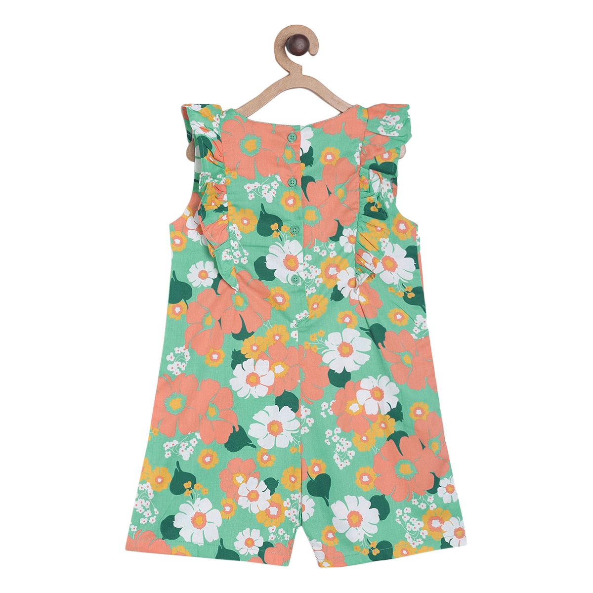 Pack of 1 jumpsuit - coral red & mint green for 3-6 Months
