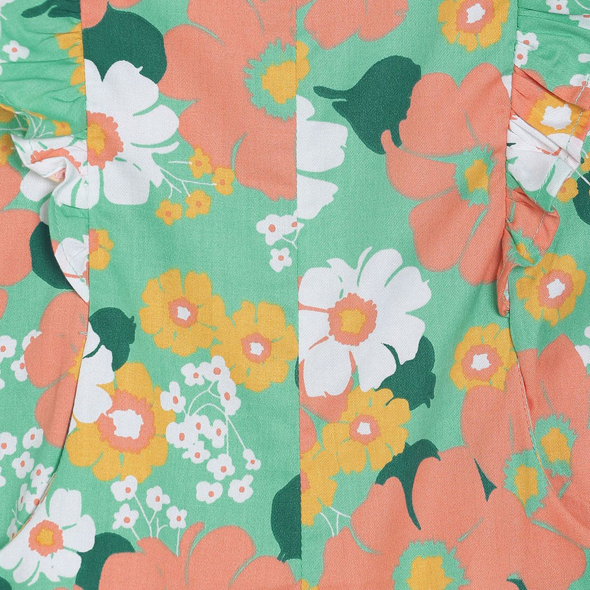 Pack of 1 jumpsuit - coral red & mint green for 3-6 Months