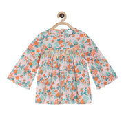 Pack of 1 woven top - baby pink & orange for 3-6 Months