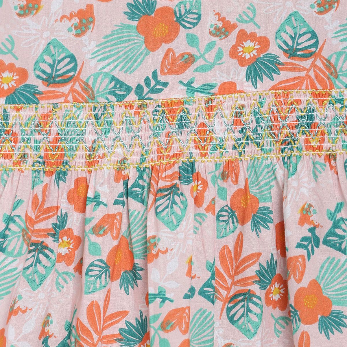 Pack of 1 woven top - baby pink & orange for 3-6 Months