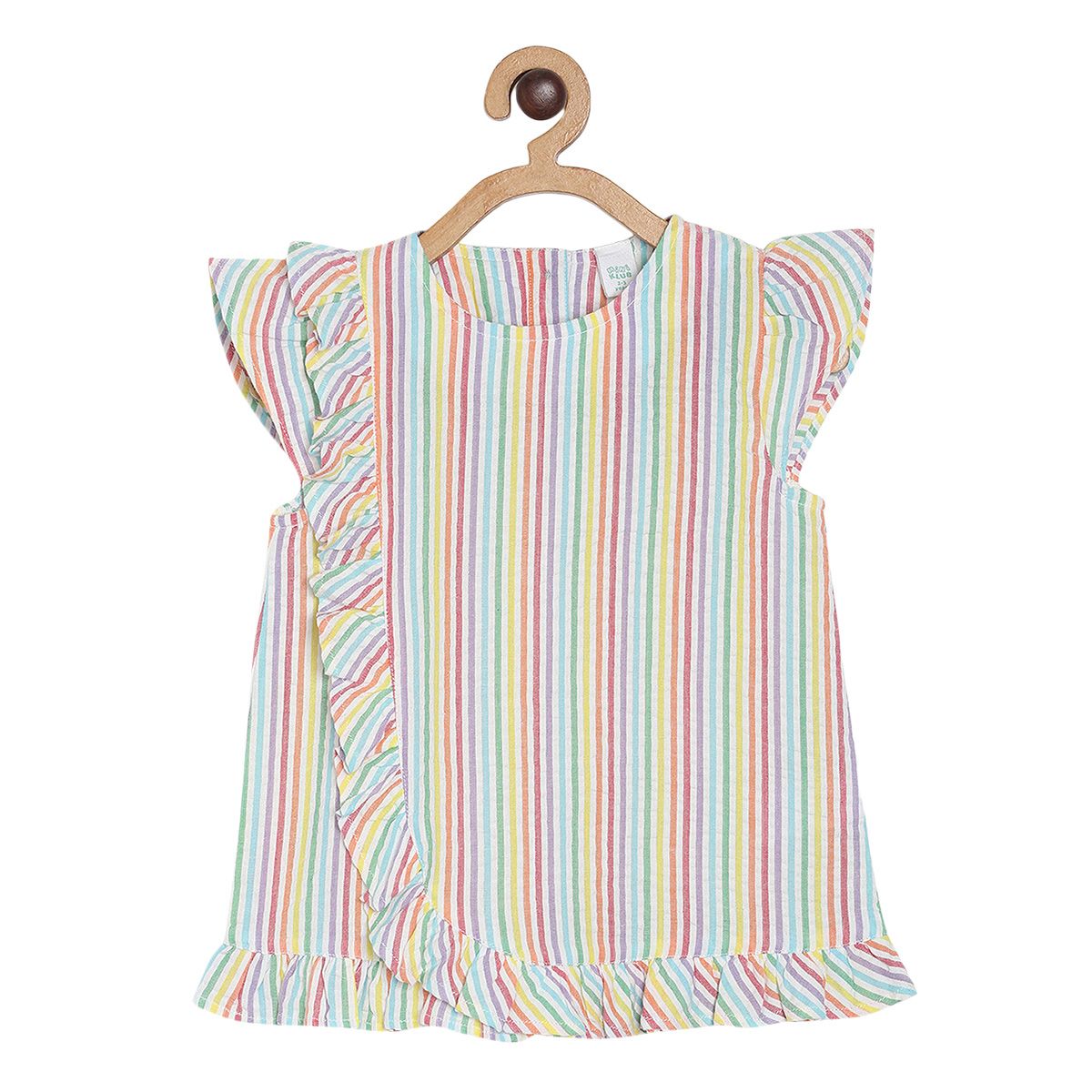 Pack of 1 woven top - white & lavender for 3-6 Months