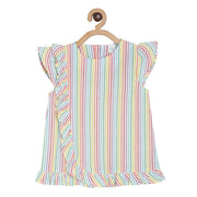 Pack of 1 woven top - white & lavender for 3-6 Months