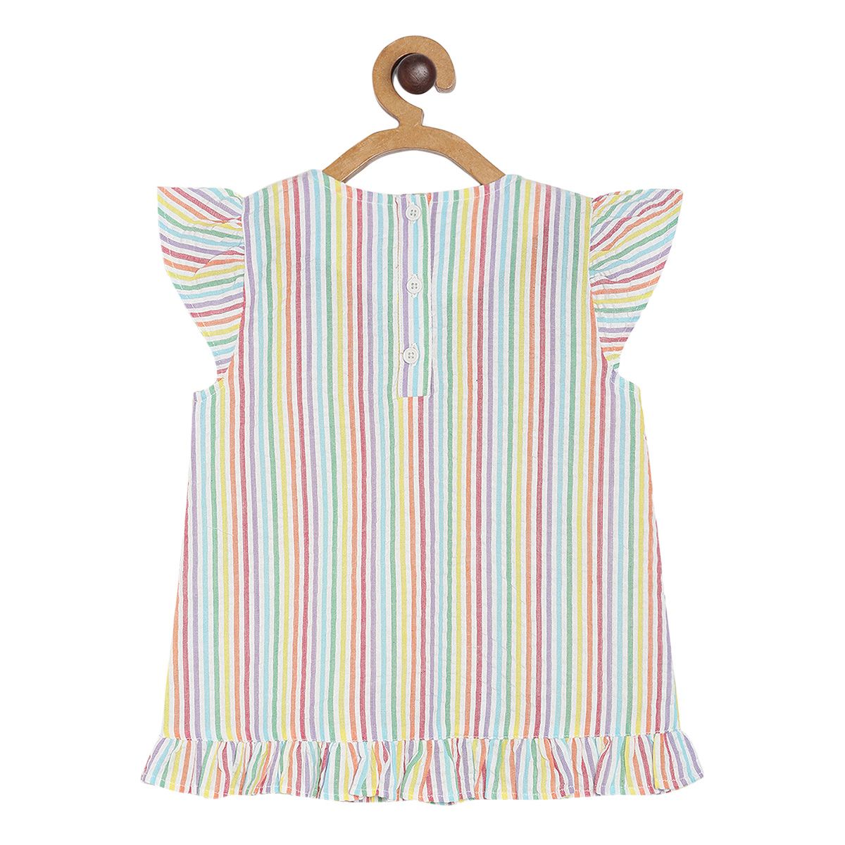 Pack of 1 woven top - white & lavender for 3-6 Months