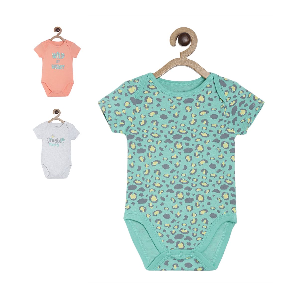 Pack of 3 bodysuits - jade green for New Born
