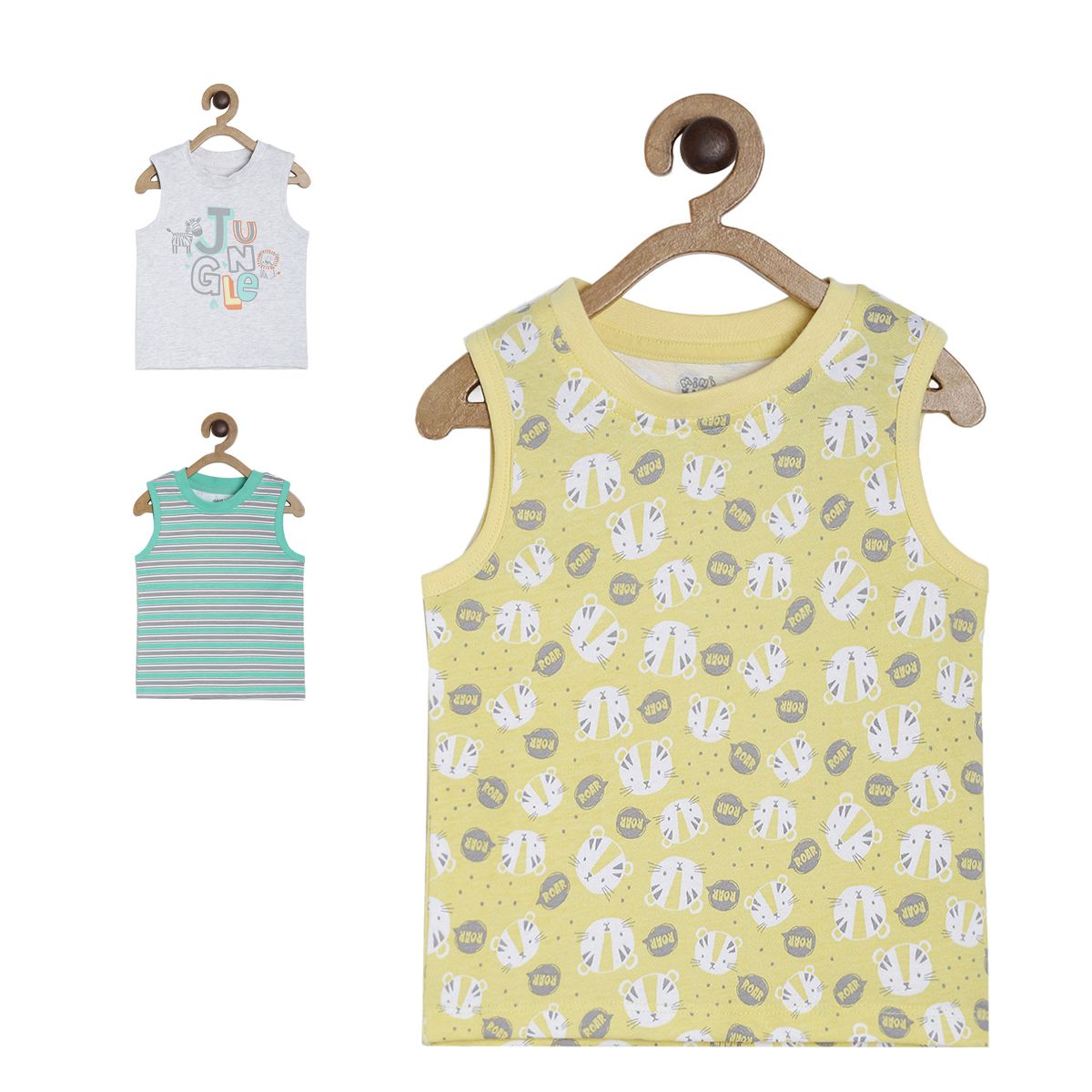 Pack of 3 knit tee - light olive green for 0-3 Months