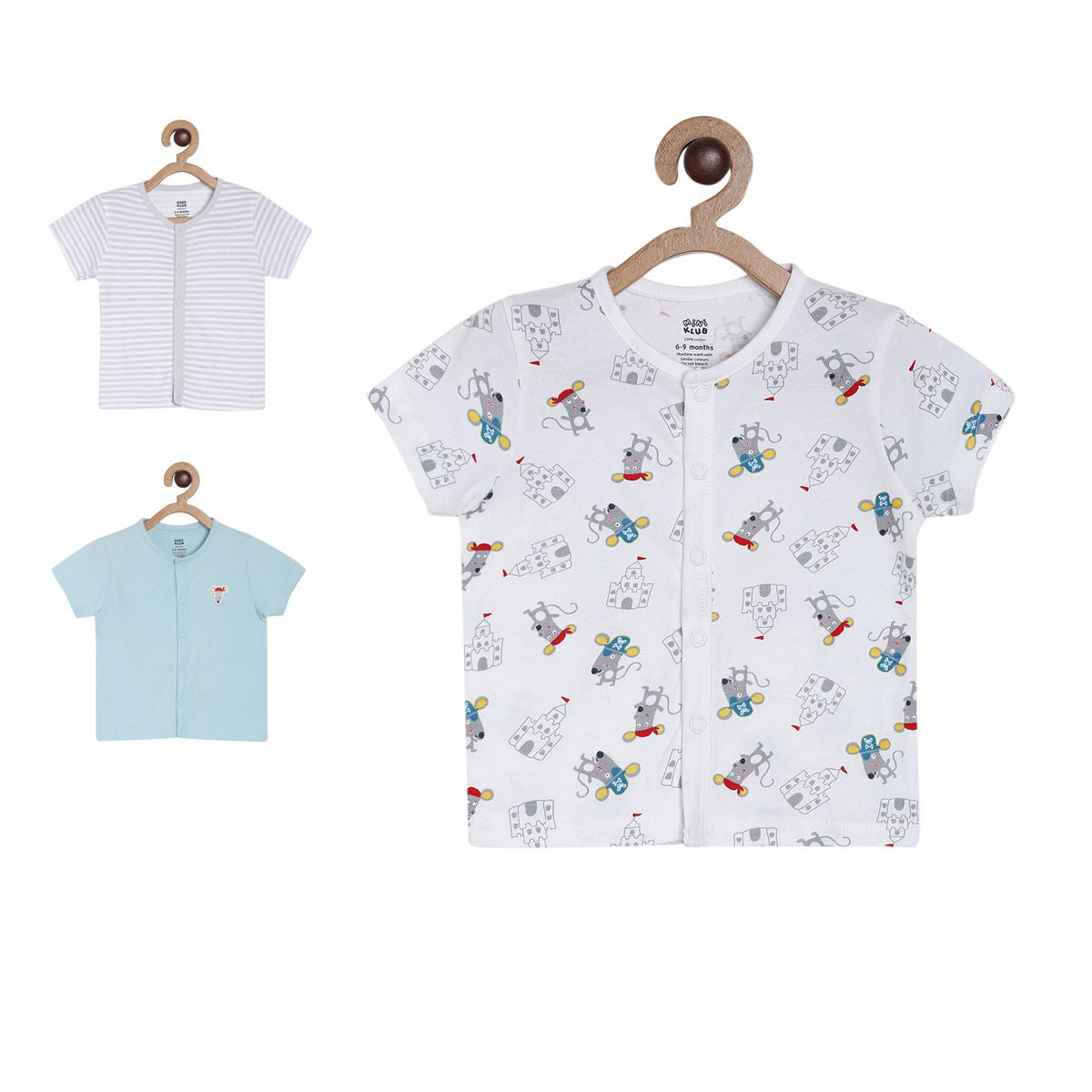 Pack of 3 vest - light sky blue for New Born