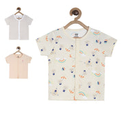 Pack of 3 front open vest - light beige for New Born