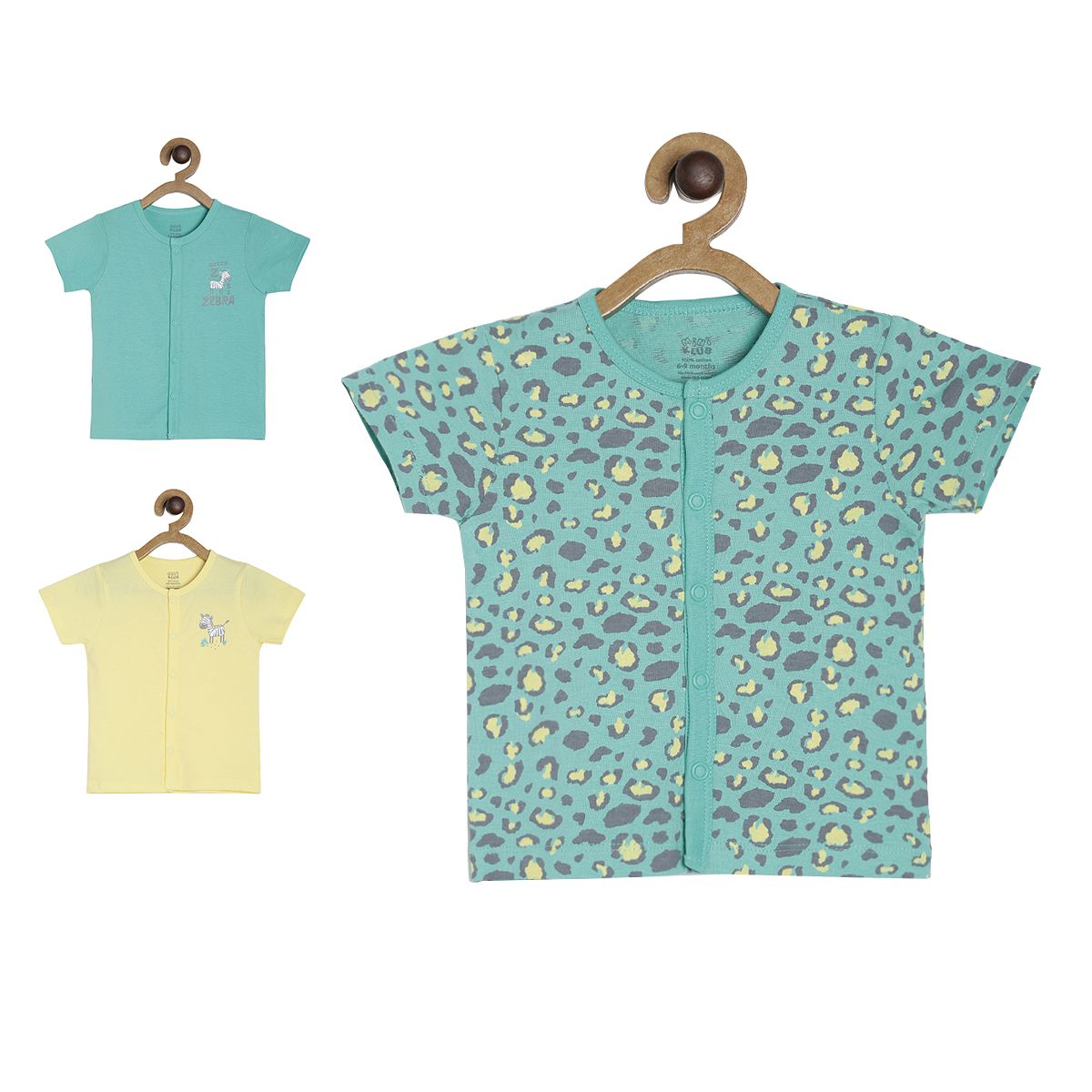 Pack of 3 front open vest - turquoise blue for New Born