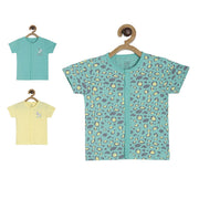 Pack of 3 front open vest - turquoise blue for New Born