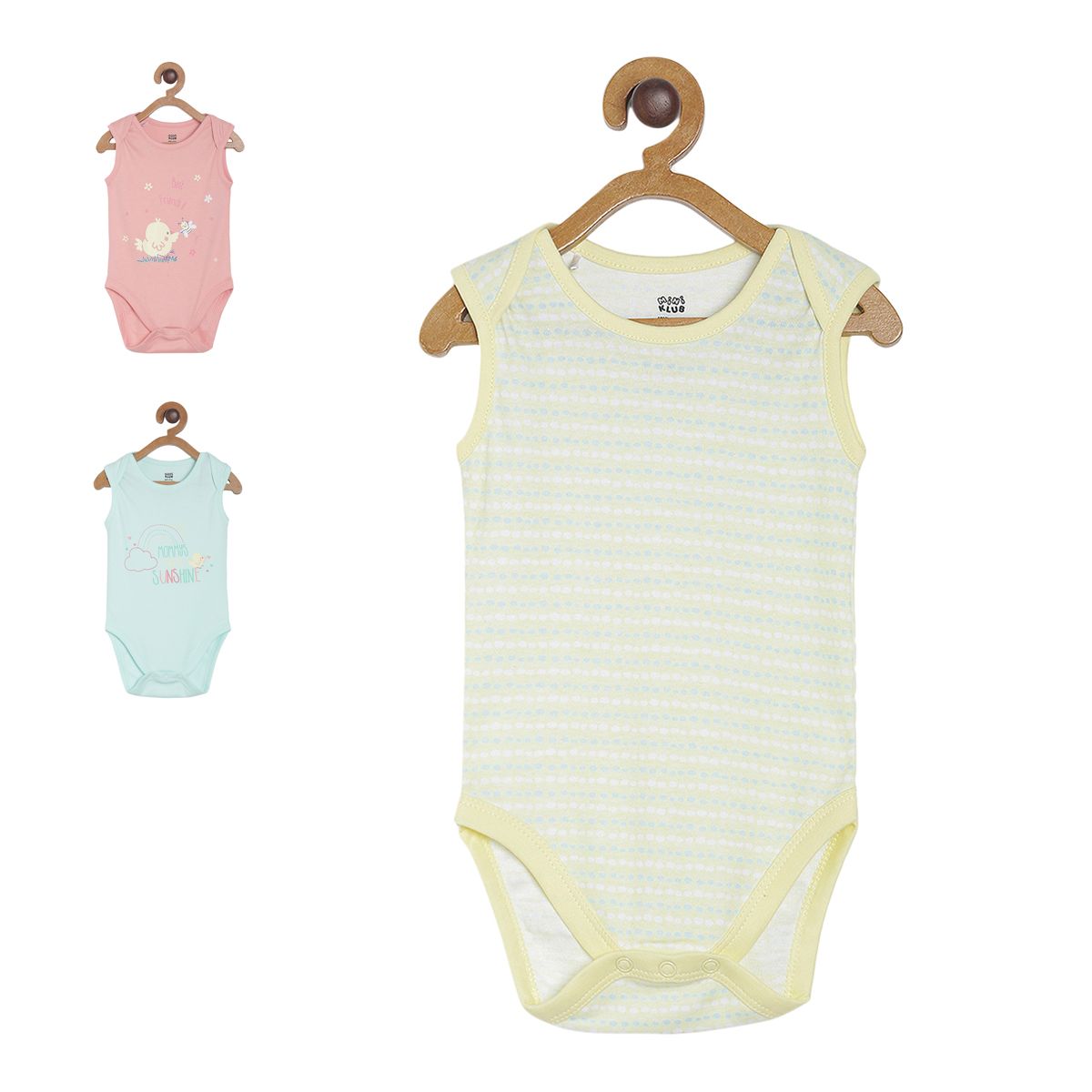 Pack of 3 bodysuit - white & yellow for New Born