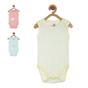 Pack of 3 bodysuit - white & yellow for New Born