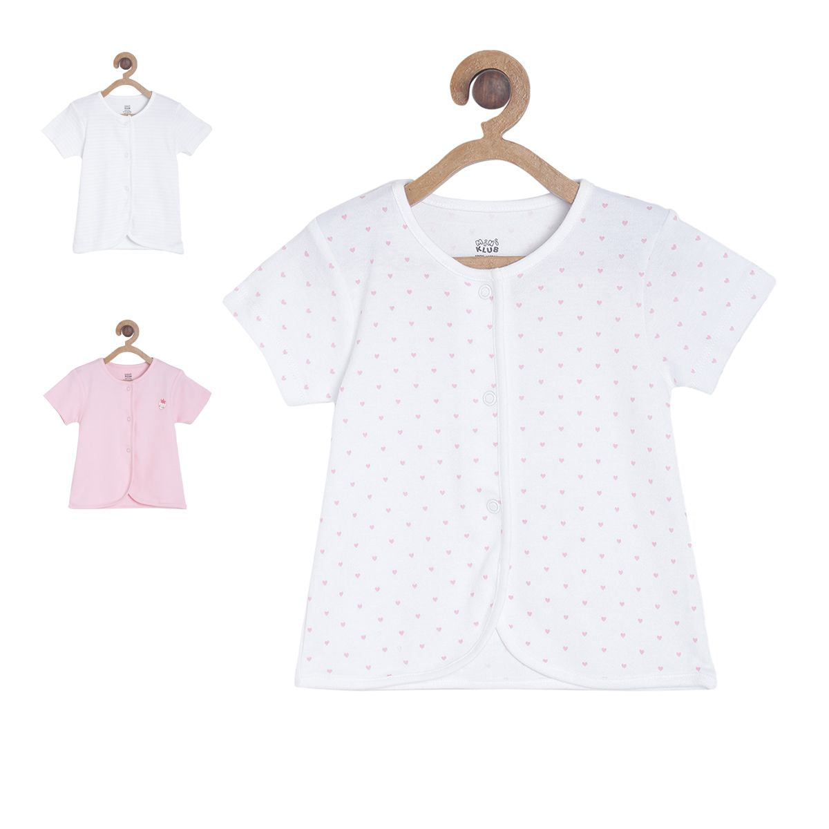 Pack of 3 front open vest - white for 0-3 Months