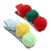 Girls Multicolor Pom Pom Hair Clips Pack of 2 Cute Hair Accessories