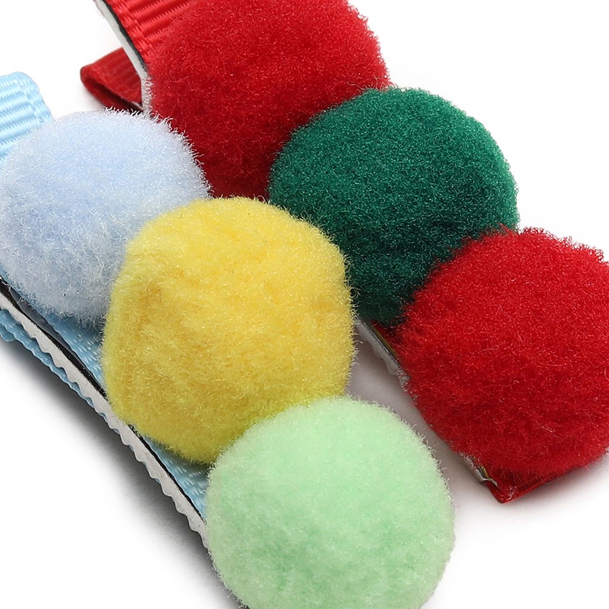 Girls Multicolor Pom Pom Hair Clips Pack of 2 Cute Hair Accessories